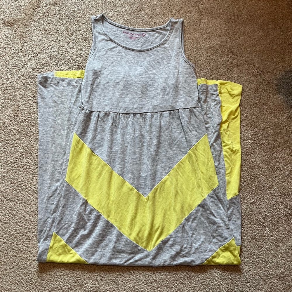 Gray and Yellow Chevron Maxi Dress